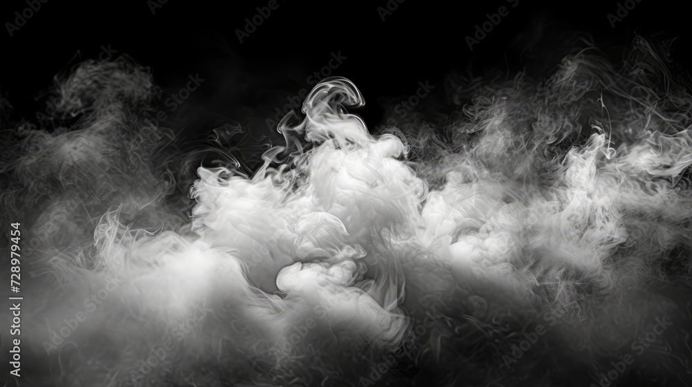 smoke blowing in the air on black background, for graphic design ...