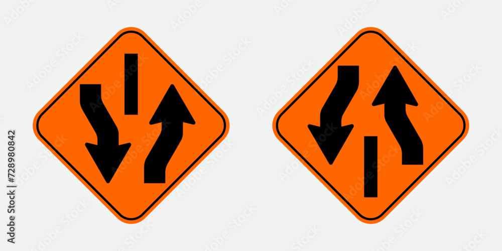 vector added lane temporary signs vector added lane temporary signs