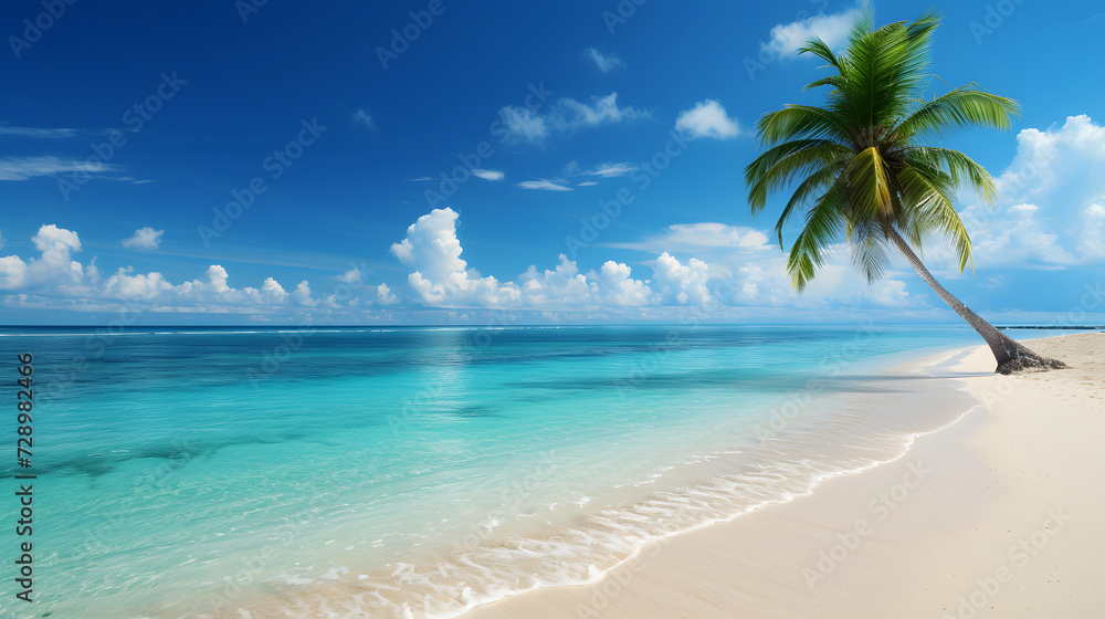 Beach, toy beach, deskchair, dune, blue lagoon, coco tree, wooden boat, waves, sea, background for computer