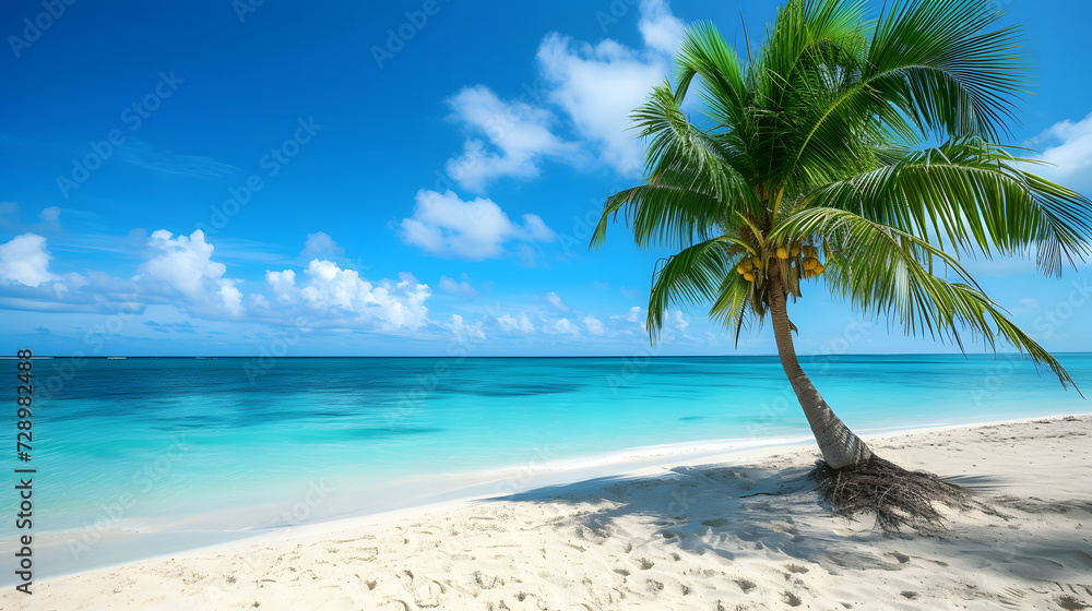 Beach, toy beach, deskchair, dune, blue lagoon, coco tree, wooden boat, waves, sea, background for computer