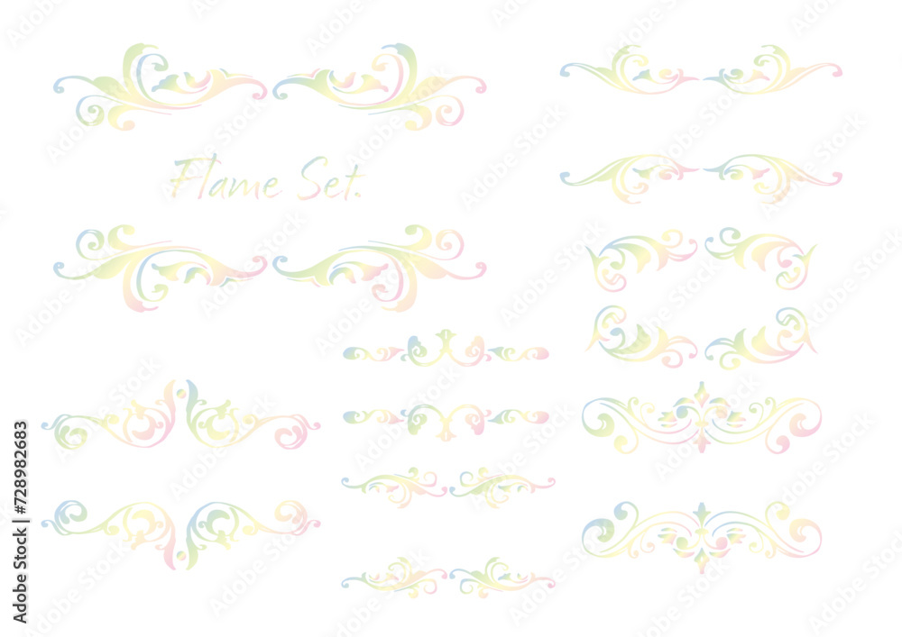 Obraz premium ゴシック調フレームセット。西洋風額縁。虹色。