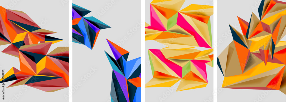 Set of mosaic triangle pattern abstract posters. Vector illustration For Wallpaper, Banner, Background, Card, Book Illustration, landing page Set of mosaic triangle pattern abstract posters. Vector illustration For Wallpaper, Banner, Background, Card, Book Illustration, landing page