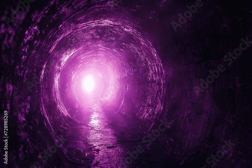 Radiant Purple and Blue, Digital Illustration of a Celestial Tunnel with Glowing Spirals and Energy Patterns on a Black Background Concept Technology Futuristic