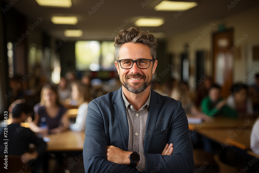 portrait of a teacher in a classroom portrait of a teacher in a classroom