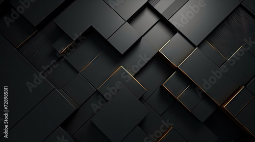 3d black and gold geometric pattern on a square background  black diamond pattern abstract wallpaper on dark background  Digital black textured graphics poster banner background