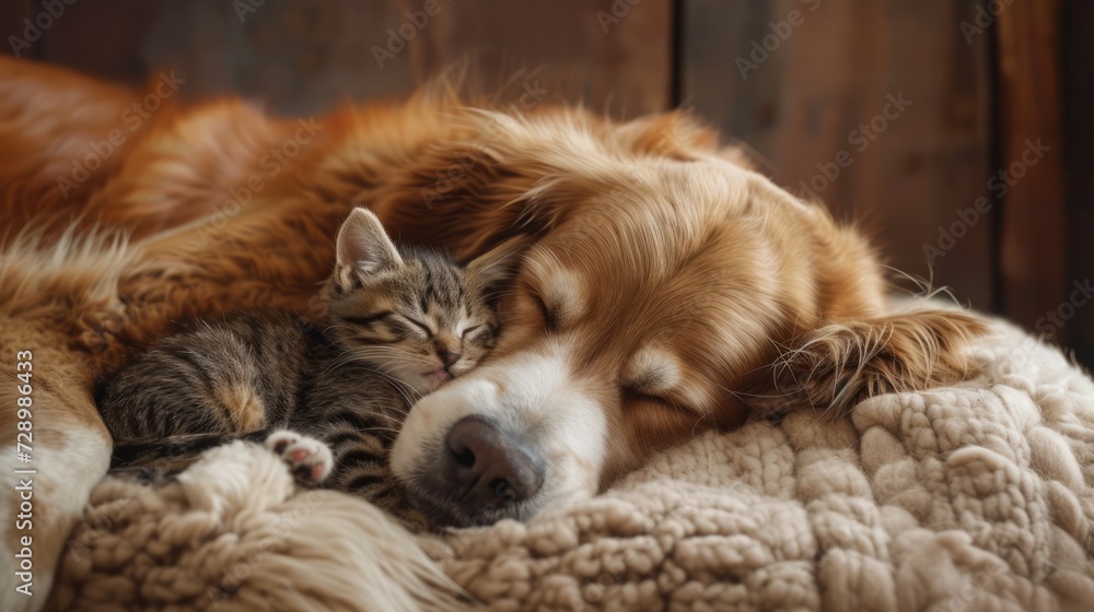 Obraz premium dog and cat sleeping togetherT-O-AI-enhance-4x