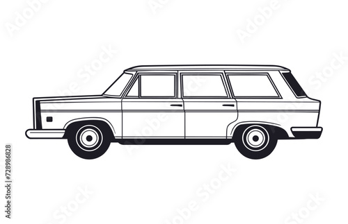 Fiat Station Wagon Car Black outline Vector isolated on a white background