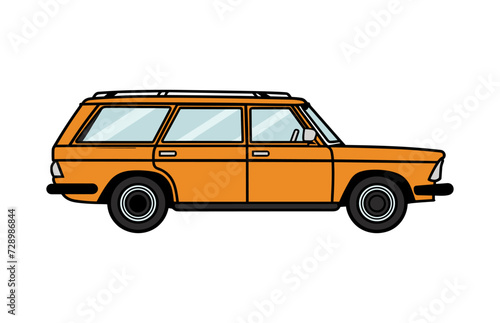 Fiat Station Wagon Car Vector illustration outline isolated on a white background