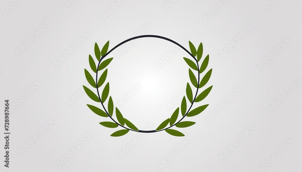 Modern Flat Style Icon of Laurel Wreath with Crosshair