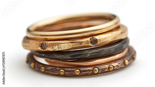 a set of stacking rings that can be mixed and matched, offering versatility and personal expression in jewelry form.