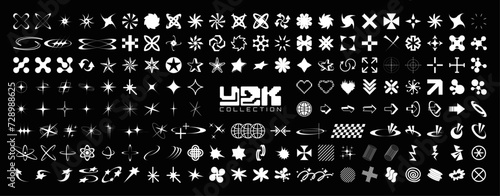 Acid retrofuturistic Y2K graphic box for typeface, typography, poster, banner. Retro futuristic geometric shapes, symbols, icons. Artistic graphic set. Y2K, retrofuturistic, minimal elements. Vector