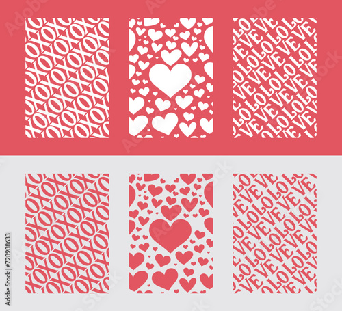 Eight Textures for Valentines day, invitation paper san valentin day set of st valentine and love gift tags and cards