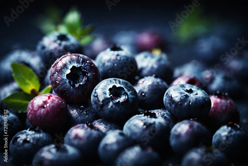 Wallpaper Mural Fresh blueberries with water drops on black background. Torontodigital.ca