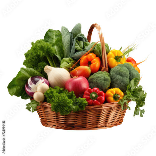 Basket of vegetable on transparent background