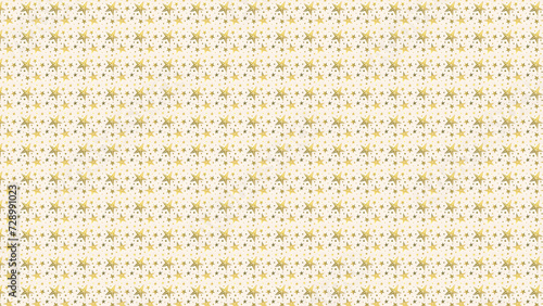 Seamless bright golden big star style pattern on pastel yellow color background