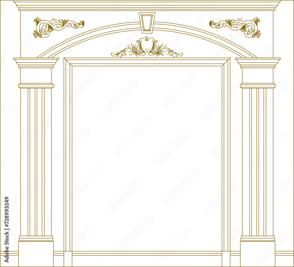 Obraz premium Vector sketch illustration of classical vintage roman greek entrance gate design