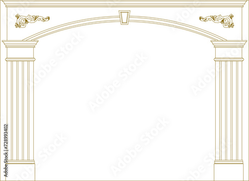 Vector sketch illustration of old vintage greek roman classic entrance gate design