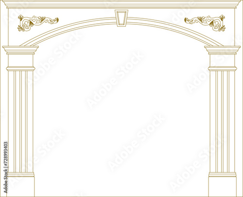 Vector sketch illustration of old vintage greek roman classic entrance gate design