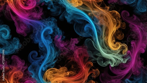 Vibrant Smoke Waves in Blue and Purple: Abstract Colorful Background with Light, Fire, and Motion Elements