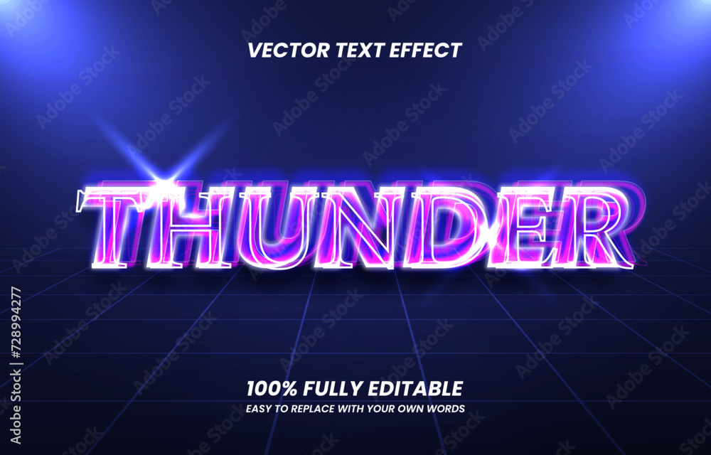 3d Thunder Neon Accent Text Effect