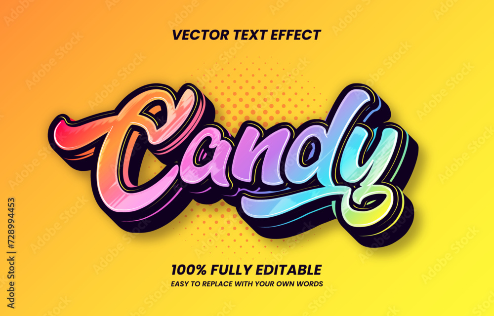 Obraz premium 3d Colorful Sweet Candy Text Effect
