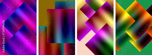 Colorful metal square abstract poster backgrounds