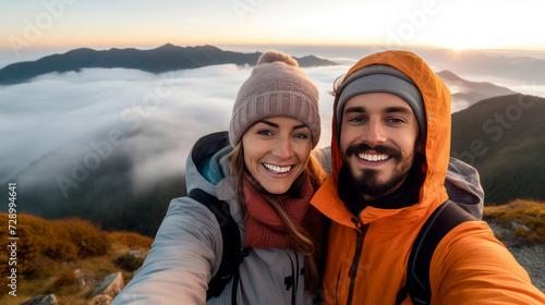 young couple in the mountains