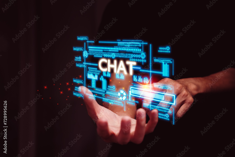 Hand point chat display screen smart connection user interface business analyze gpt ai data technology talk chat artificial intelligence web online tech network Hand point chat display screen smart connection user interface business analyze gpt ai data technology talk chat artificial intelligence web online tech network