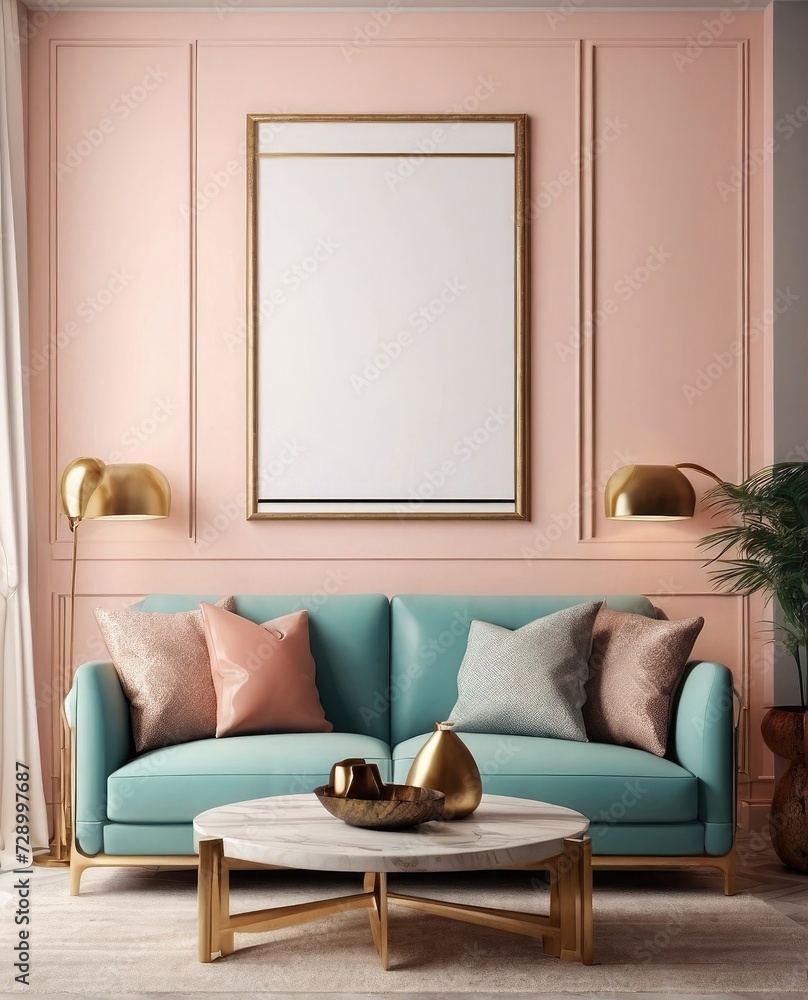 Domestic and Cozy Living Room Interior - Beige Sofa, Plants, Mock-up Poster Frame, Aesthetic Minimalist Design.
Domestic and Cozy Living Room Interior - Beige Sofa, Plants, Mock-up Poster Frame, Aesthetic Minimalist Design.