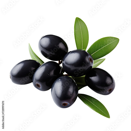 Black olives on transparent background