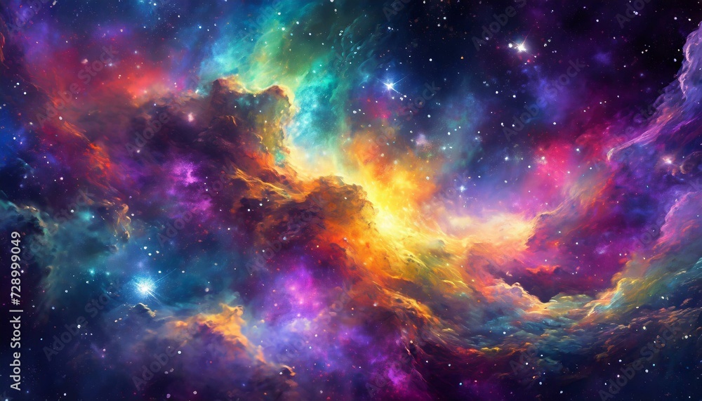 Fototapeta premium background with space, Colorful space galaxy cloud nebula. Stary night cosmos. Universe science astronomy. Supernova background wallpaper, Ai Generate