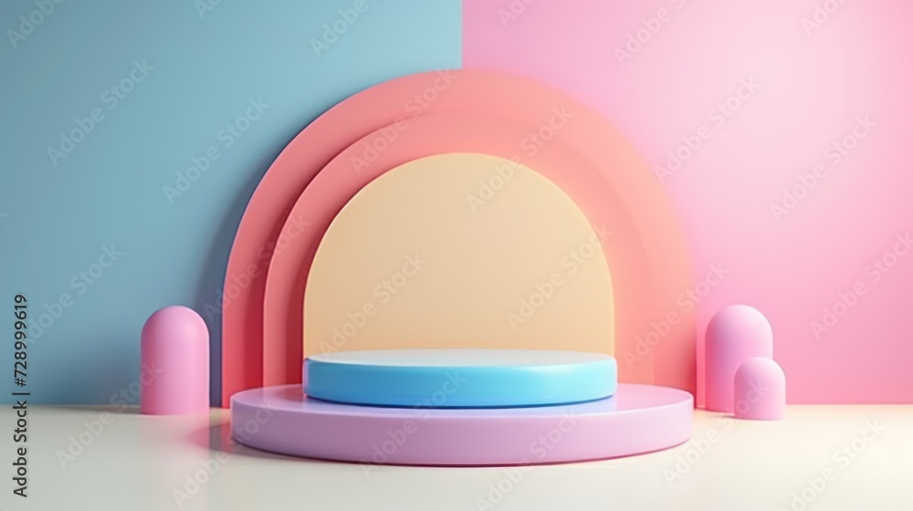 3D Render of Mockup Abstract Pastel Podium 3D Render of Mockup Abstract Pastel Podium