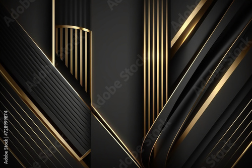 Empty black and gold podium luxury background on black carpet background, Abstract black and gold luxury background product display template.  black background, luxury modern concept.