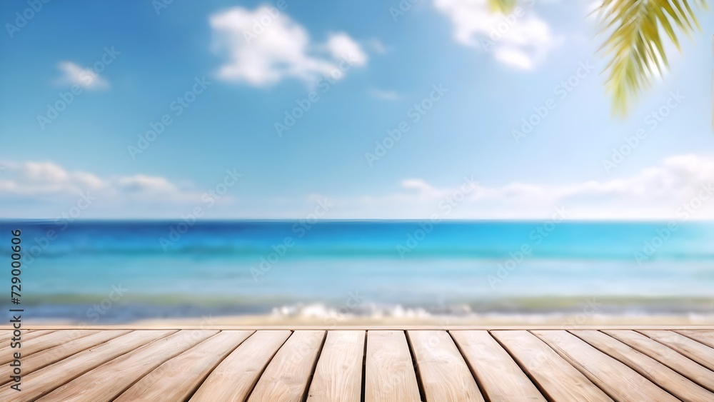 Fototapeta premium summer vacation banner concept on sea beach background with copy space.