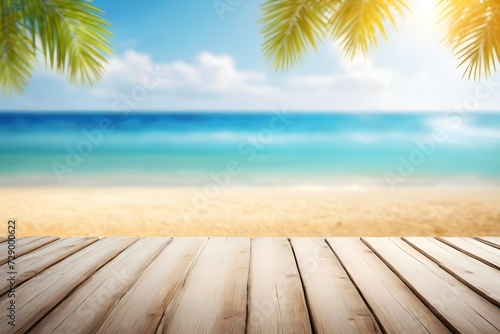 summer vacation banner concept on sea beach background with copy space. © pornpun