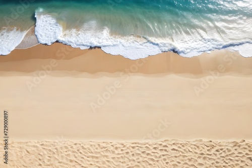 sea beach. top view on ocean beach with soft waves. copy space for text. © pornpun