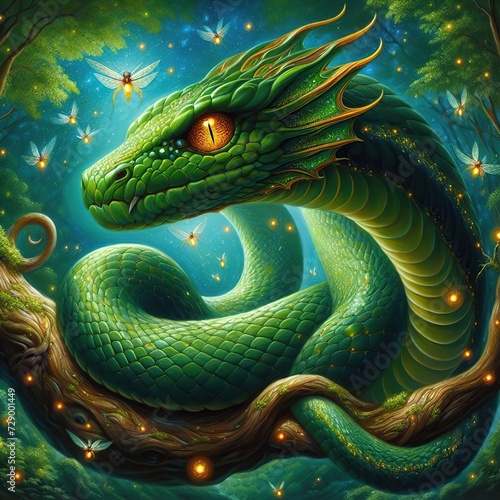 Green Naga in the forest