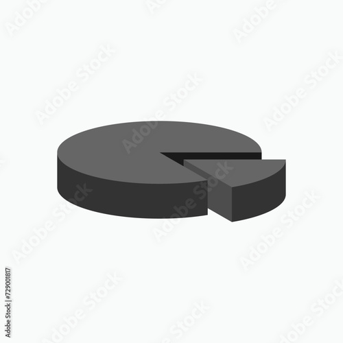 Pie Diagram Icon. 3D Piechart, Statistic Element Symbol - Vector.