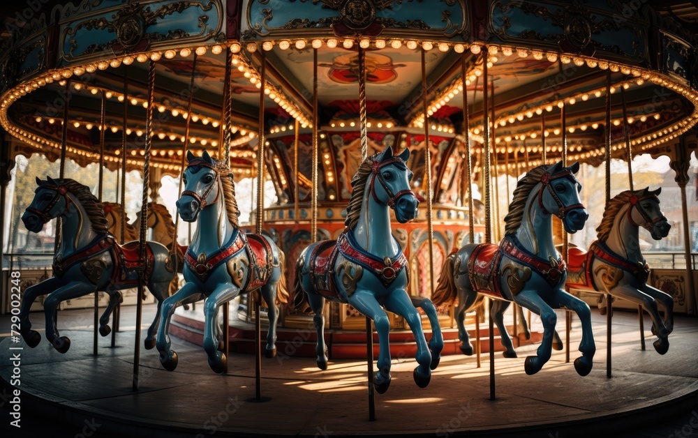 Lively Galloping Horses at the Whimsical Carousel