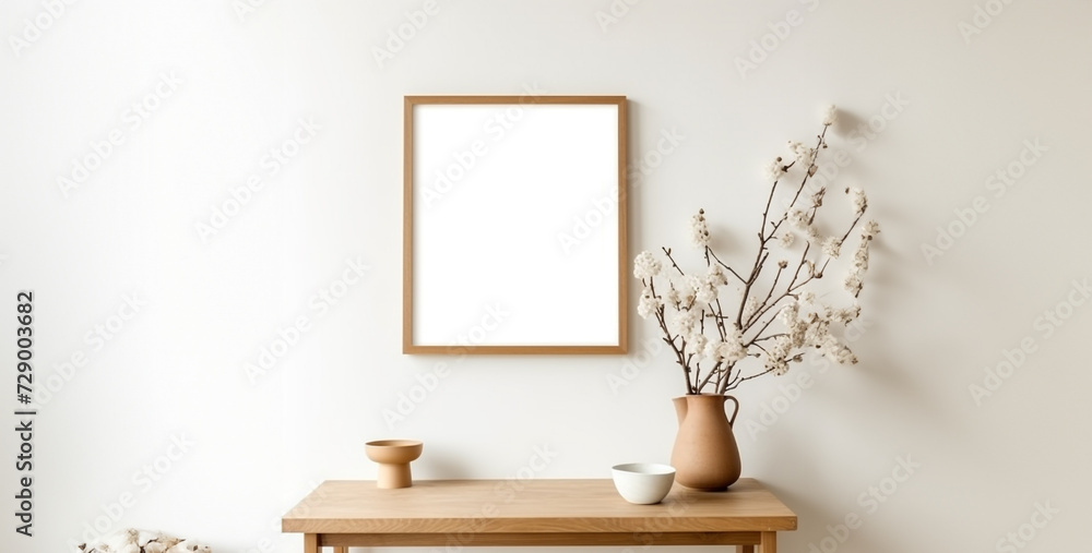 interior of a room with a window, kitchen interior, rustic farmhouse kitchen empty wall with slim wooden - obrazy, fototapety, plakaty 