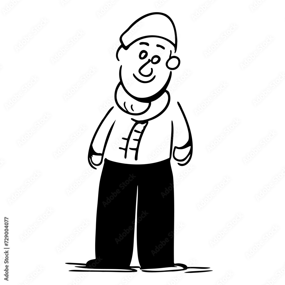 continuous line drawing vector illustration happy man walking