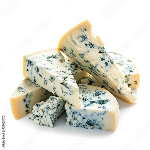 Blue cheese on white background