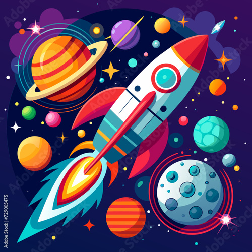 rocket missile space rocket starship space galaxy planet universe cosmos world vector future stars eternity