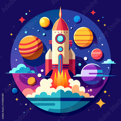 rocket missile space rocket starship space galaxy planet universe cosmos world vector future stars eternity