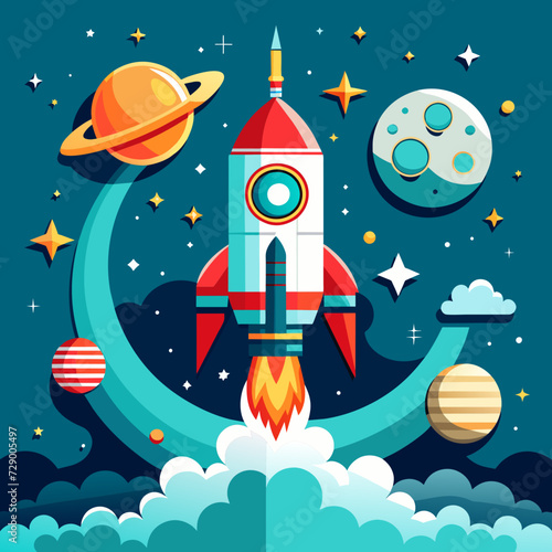rocket missile space rocket starship space galaxy planet universe cosmos world vector future stars eternity