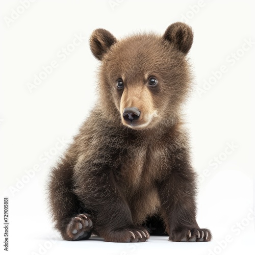 Female Brown Bear,  lying down against white background © MR. Motu
