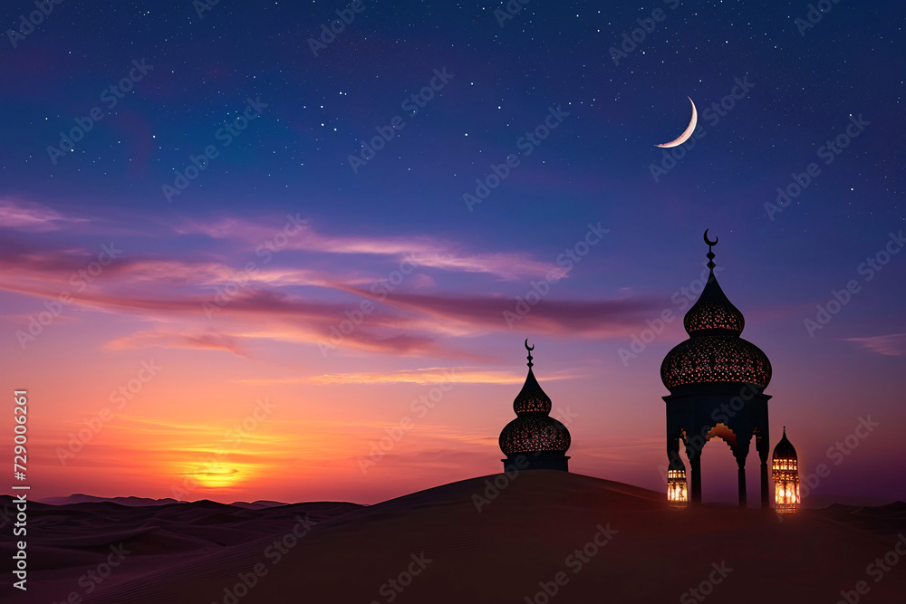 ramadan Kareem, Ramadan crescent moon, Eid Mubarak Islamic festival social media banner and Eid Mubarak Post Template, islam