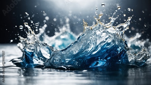 splashes and drops of water on a dark background, close-up
