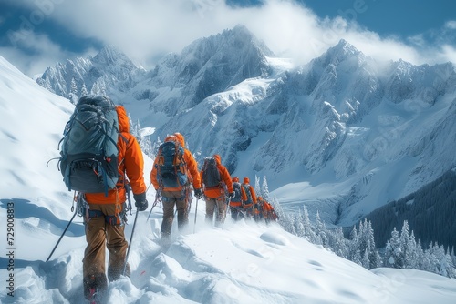 Winter hike for mountaineers: climbing the mountains with backpacks