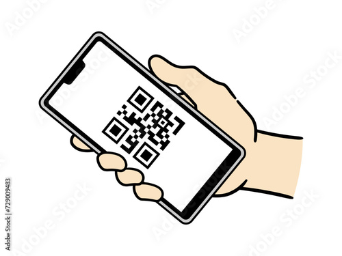 スマホでQRコード決済する男性の手元
